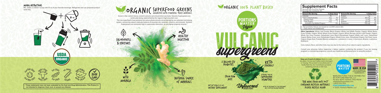 Portions Master Vulcanic Supergreens Unflavored