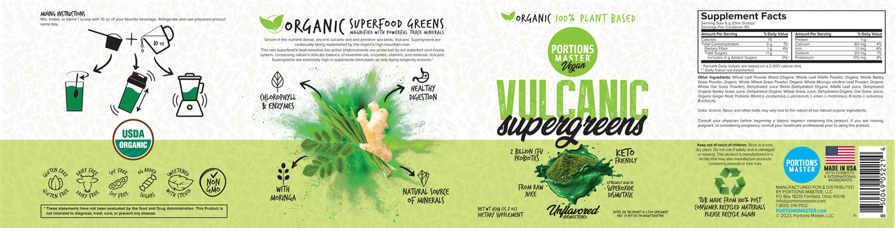 Portions Master Vulcanic Supergreens Unflavored